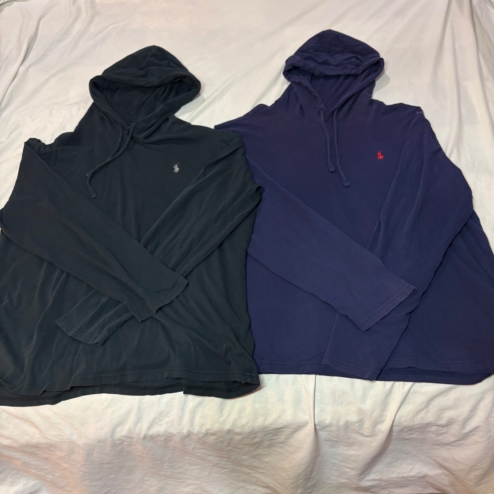 Polo Ralph Lauren Mens 2 Pack Long Sleeve Hooded T-Shirt Black Navy Large